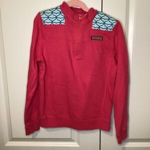 Girls Vineyard Vines 1/4 zip pullover Large Pink‎